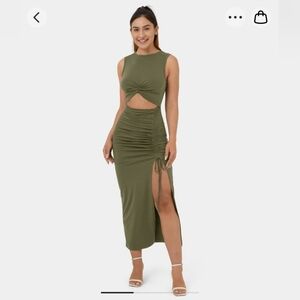 Medium Halara cutout split hem dress olive green